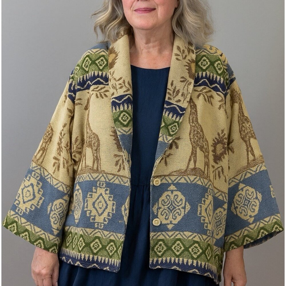 Vintage‎ Silver Stream Giraffe Safari Aztec Southwestern Jacket Women’s One Size